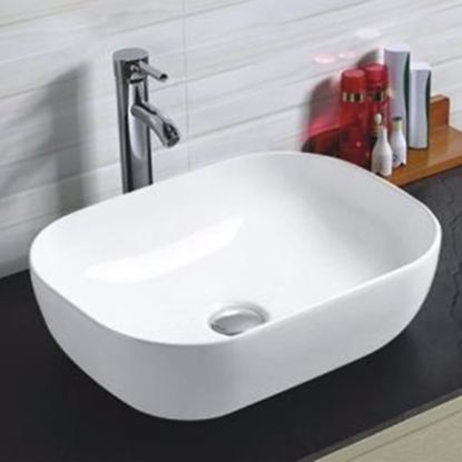 Picture of Bathroom countertop white porcelain hand wash round shape art basin