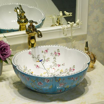 Picture of Bathroom counter top ceramic art wash basin above counter basin