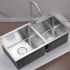 Picture of Square Hand Made 304 Stainless Steel Double Bowl Kitchen Sink